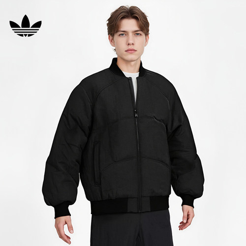 adidas阿迪达斯三叶草男子QUILTED J运动休闲棉服外套IY1597