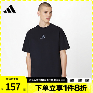 adidas阿迪达斯男子M A SZN T黑色宽松运动休闲短袖T恤JY8565