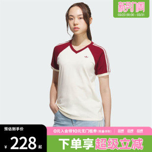 T恤KE6163 TEE运动休闲短袖 adidas阿迪达斯三叶草女子V NECK