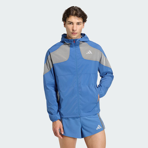 滔搏adidas阿迪达斯男子跑步运动训练梭织连帽夹克外套KB1492