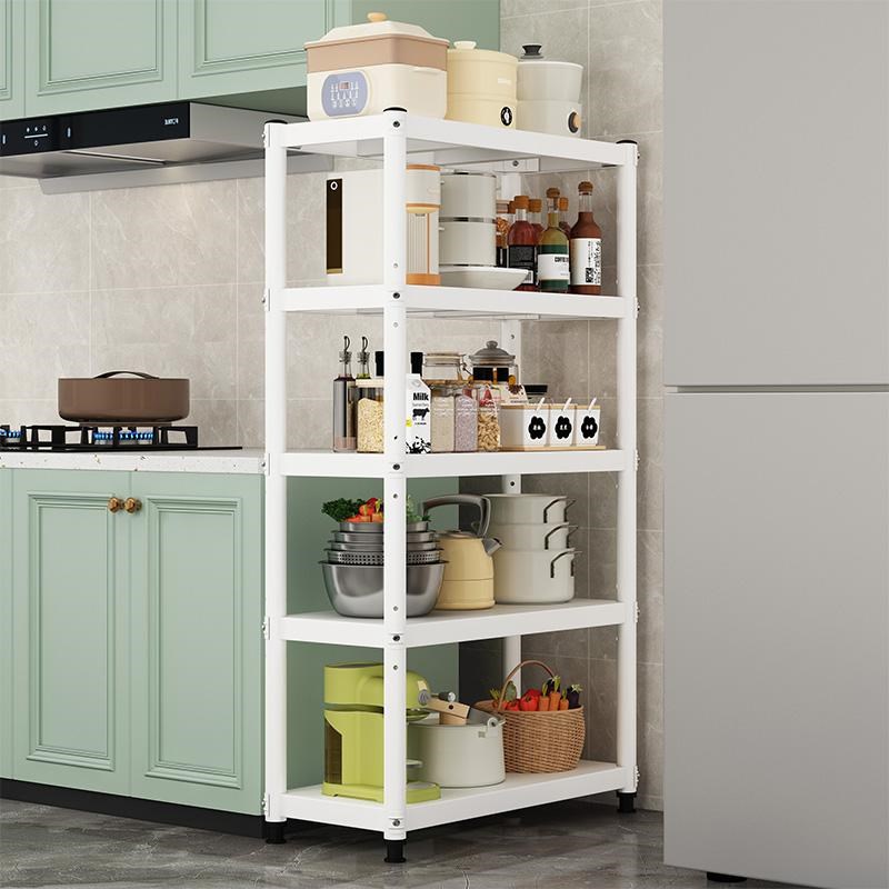 白色烤漆厨房置物架落地多层w微波炉烤箱架冰箱缝多功能收纳架子