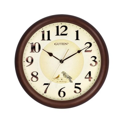 金钟宝挂钟客厅静音l16英寸圆形鸟鸣整点报时家用时尚装饰石英钟