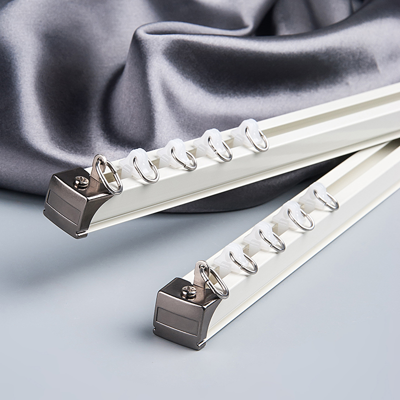 2020新c品 窗帘轨道加厚铝合金电泳静音顶装侧装滑轮单轨双轨