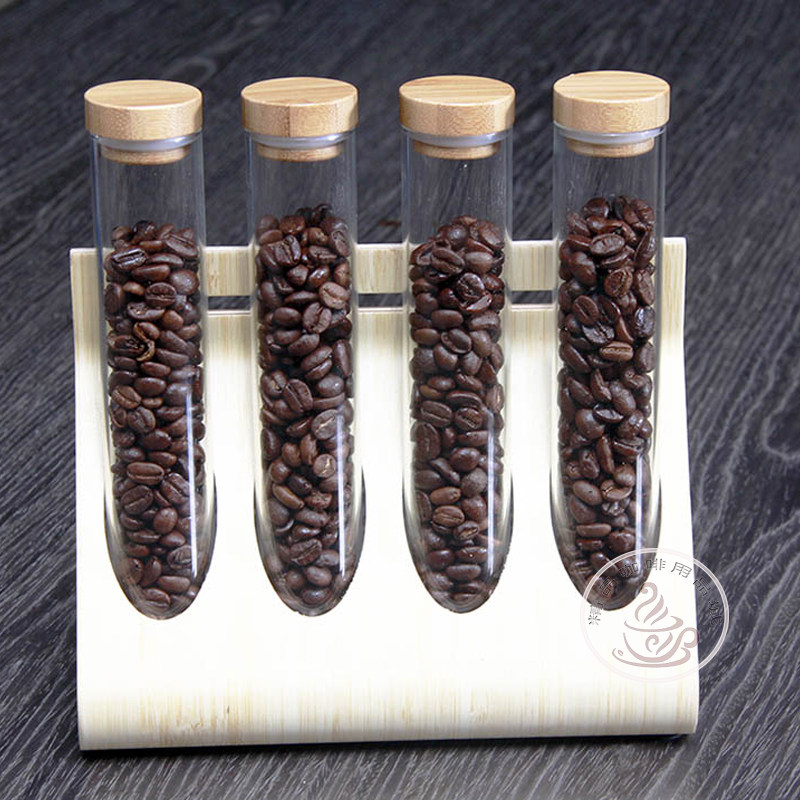 玻璃试管架 茶叶咖啡豆展示架 生豆H熟豆样品架密封罐咖啡厅装饰