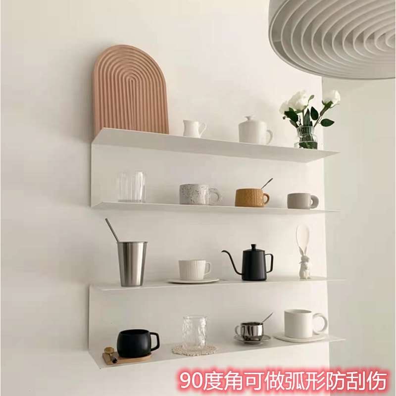 一字隔板墙上置物架铁艺厨房调料收纳架客厅杯架餐厅壁挂式置物架