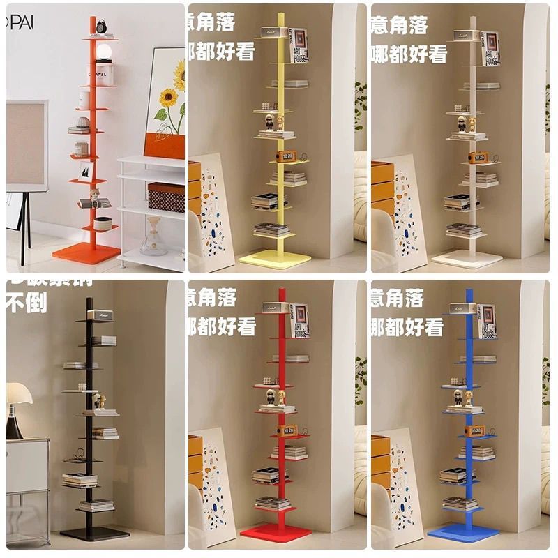 创意旋转隐形书架落地客厅多层铁艺家用书架儿童房书架