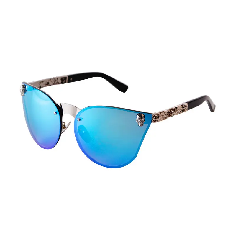 新款欧美时尚风骷髅太阳眼镜女防紫外线金属花纹脚丝男士墨镜