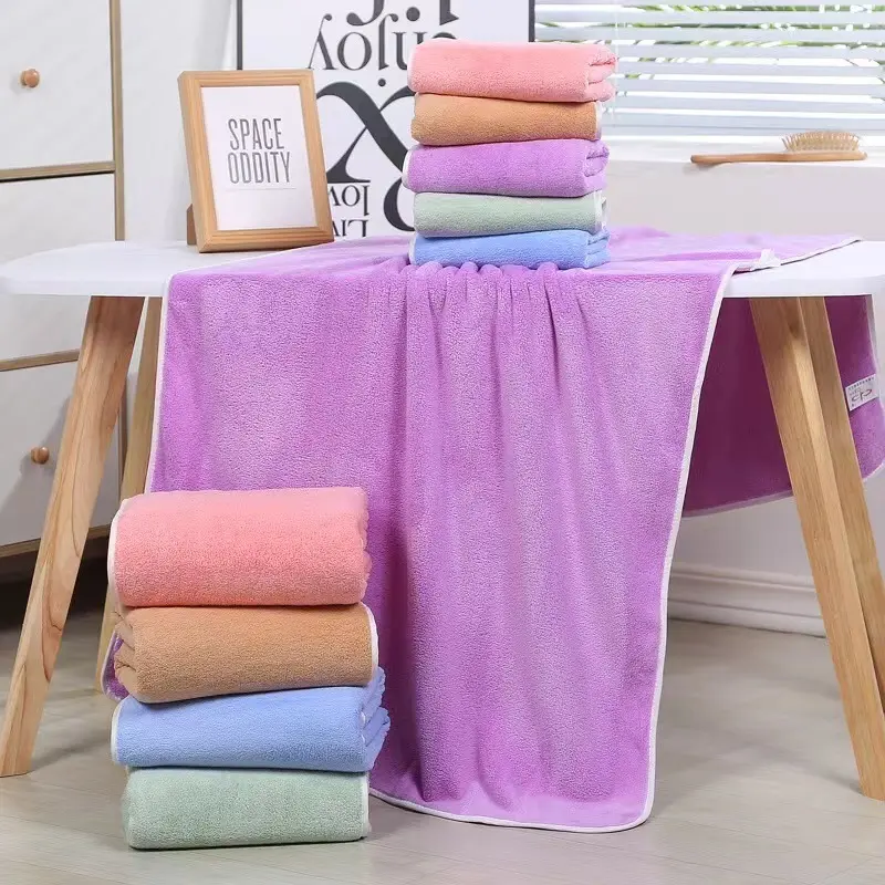 珊瑚绒家用洗脸洗澡面巾毛巾吸水浴巾不掉毛速干干发巾擦头发