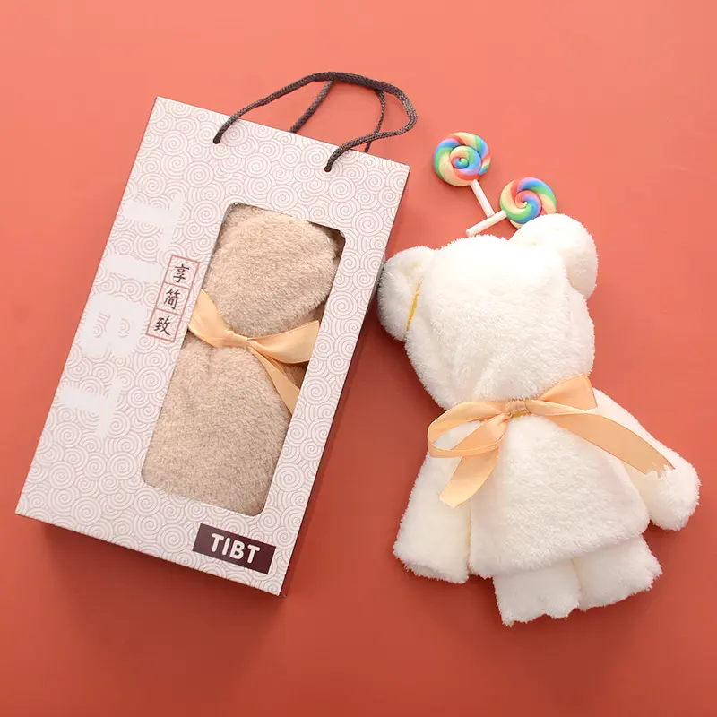 可做logo珊瑚绒毛巾熊 公司年会广告礼品毛巾 毛巾