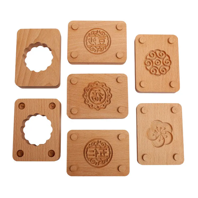 工厂木质冰皮烘焙工具做绿豆糕印具家用手压式模具