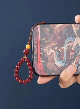 砂朱砂指环扣珠链款手机挂件手机链帝王砂款珠链莲花低含量