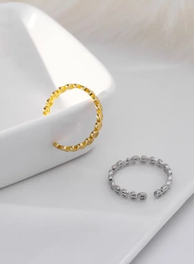 s925银韩版金钱戒指女简约冷淡风轻奢小众精致食指开口指环