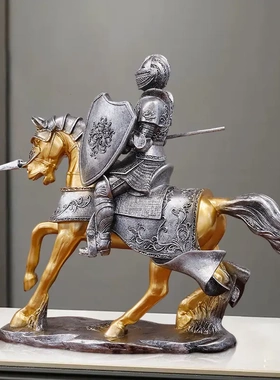 欧式铠甲骑士马到成功摆件创意客厅酒柜办公室桌面装饰品开业礼品