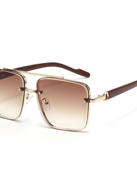 新款金属双梁方框木纹腿太阳镜欧美潮流墨镜男士驾驶太阳眼镜