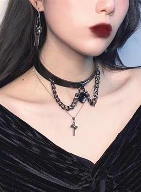 项圈暗黑系颈链女黑色颈带项链锁骨链in酷朋克网红潮哥特