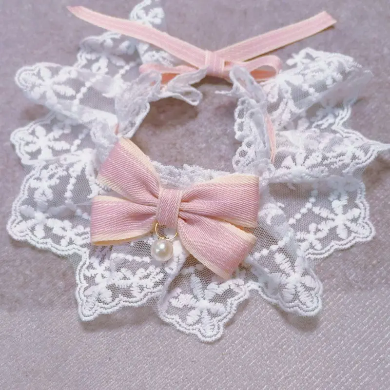 猫咪项圈狗狗围脖围兜可爱口水蕾丝小中型泰迪结布偶宠物饰品