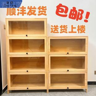 qh书架置物架柜全实木松分木收纳柜地层架gre53685家用儿童书绘本