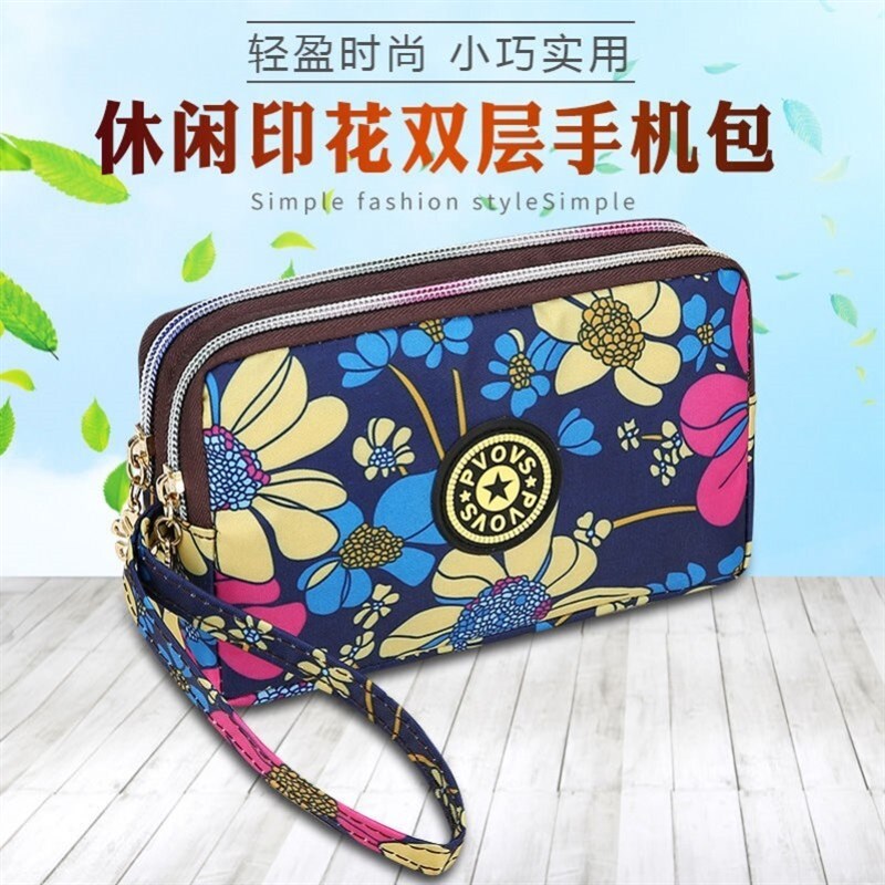 零钱包女长款帆布手拿包简约三层拉链手包女士小包大容量手机包袋