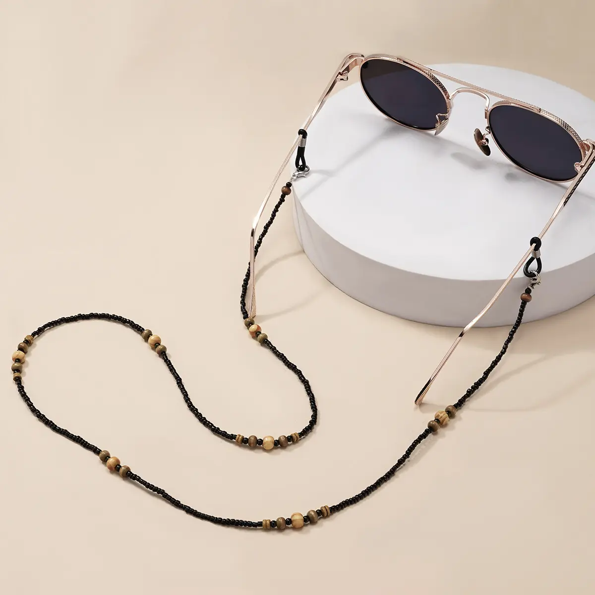 直销木质眼镜链手工串珠口罩链耳机链多用防滑防丢老花镜挂脖