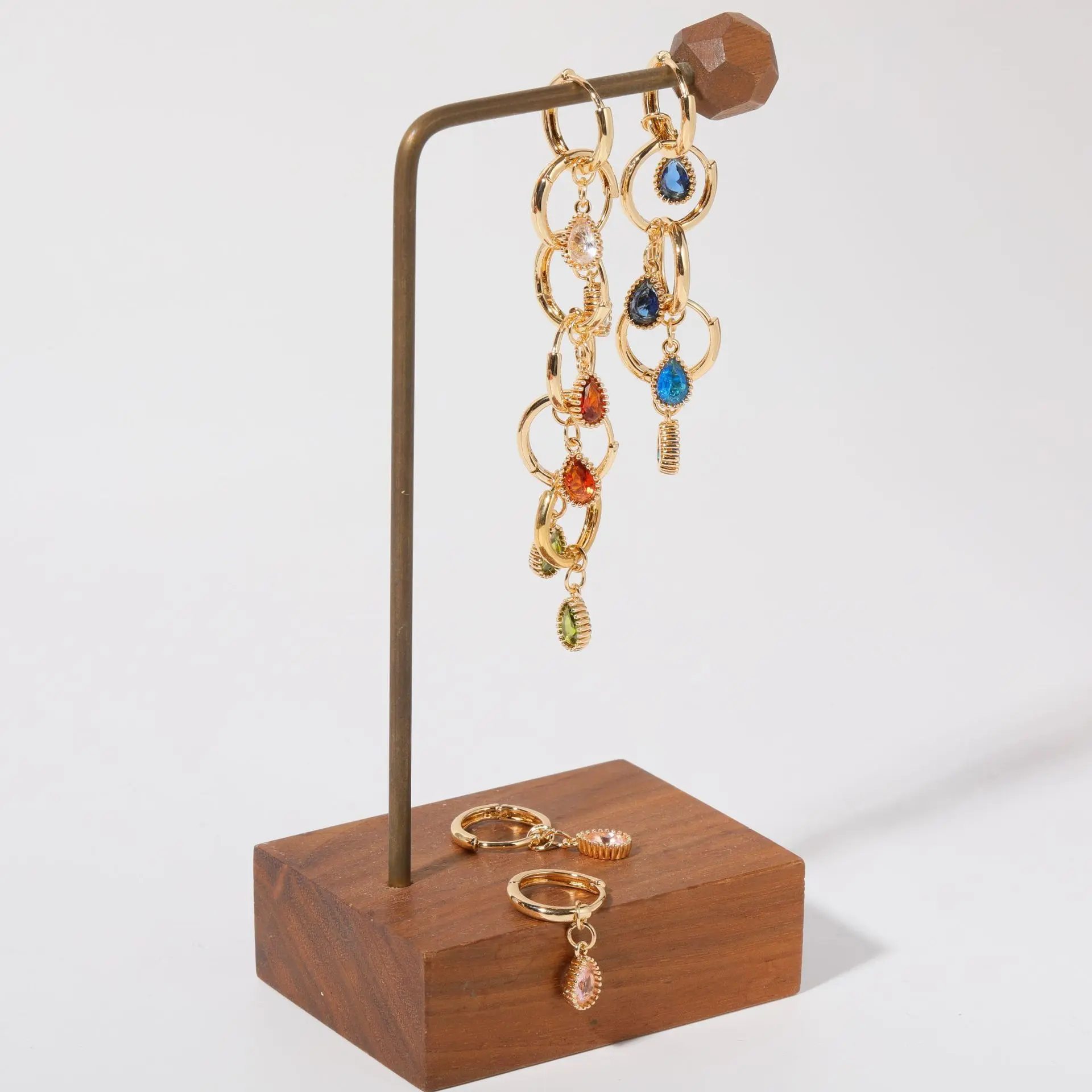 十二生辰石耳环水滴型耳坠女轻奢小众高级感耳饰气质显瘦