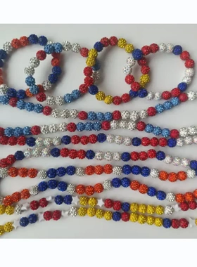 10mmab软陶泥钻球弹力线香项链手链套装嘻哈棒球t854