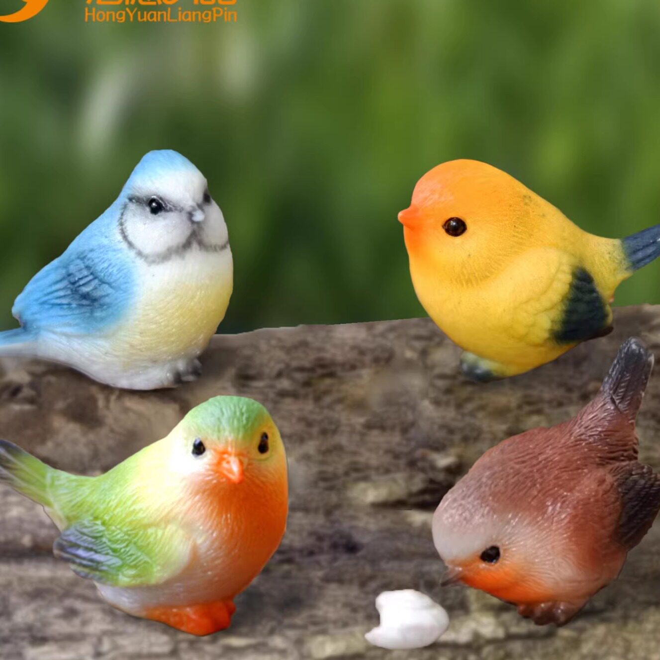 小鸟树脂工艺品苔藓盆栽造景小摆件多肉卡通园艺装饰仿真麻雀配件