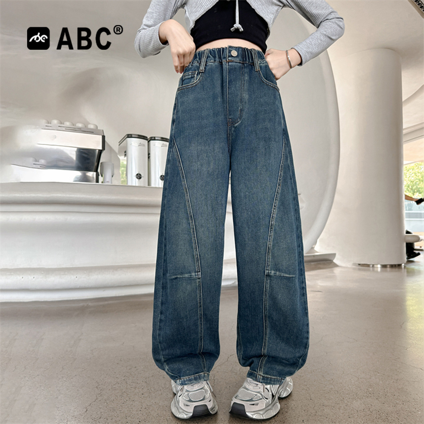 ABC女童春秋新款牛仔小脚裤