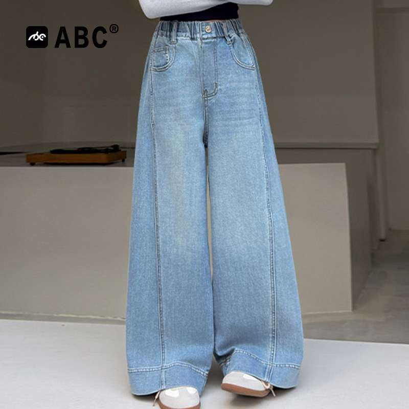 ABC女童春秋新款拼接牛仔裤