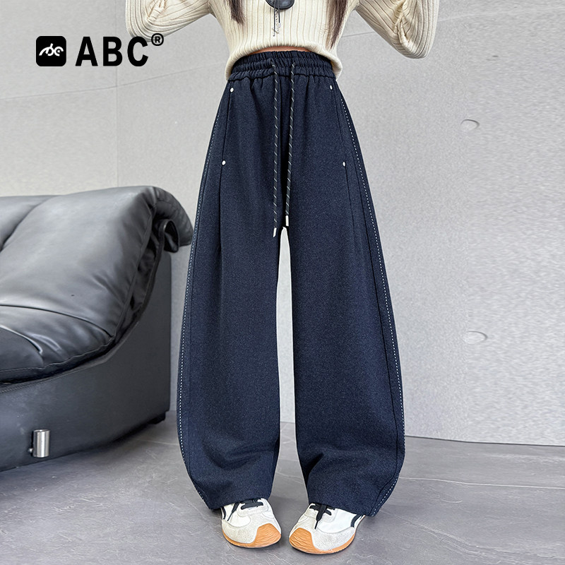 ABC女童春季裤子2026新款儿童休闲裤中大童女孩长裤宽松针织裤潮,童装/婴儿装/亲子装,裤子,淘宝优惠券,粉丝福利购,淘宝优惠卷