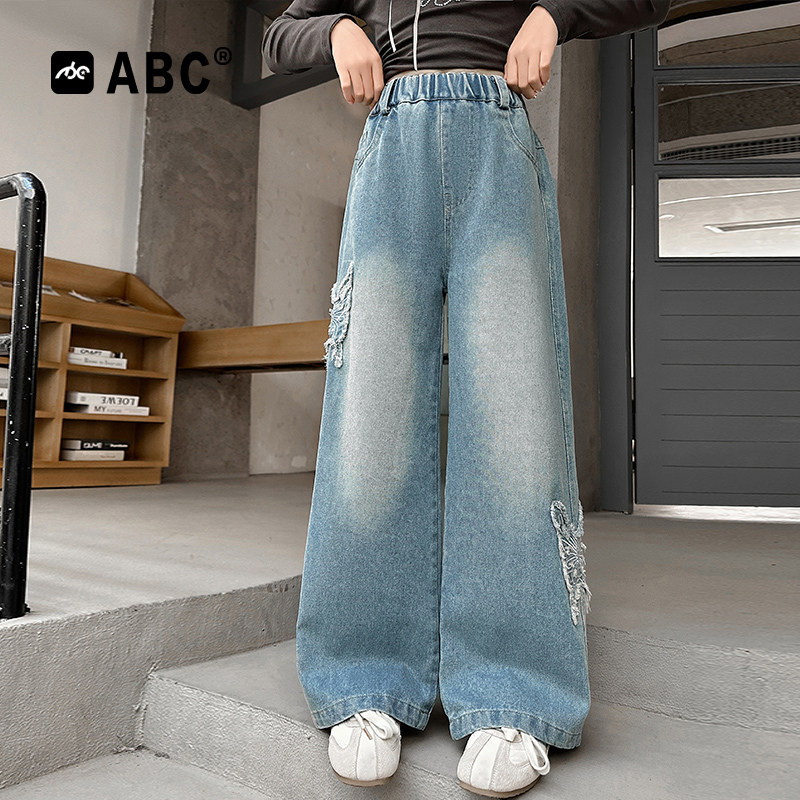 ABC女童春秋裤子中大童阔腿裤