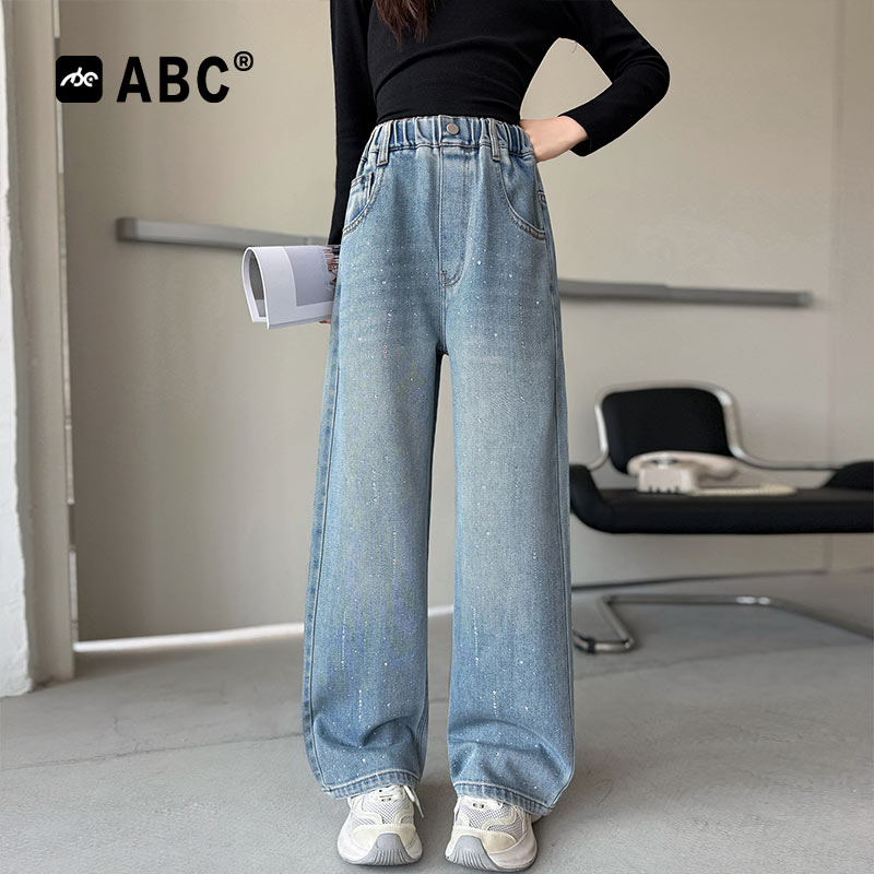ABC女童夏季防蚊亮钻牛仔裤图片