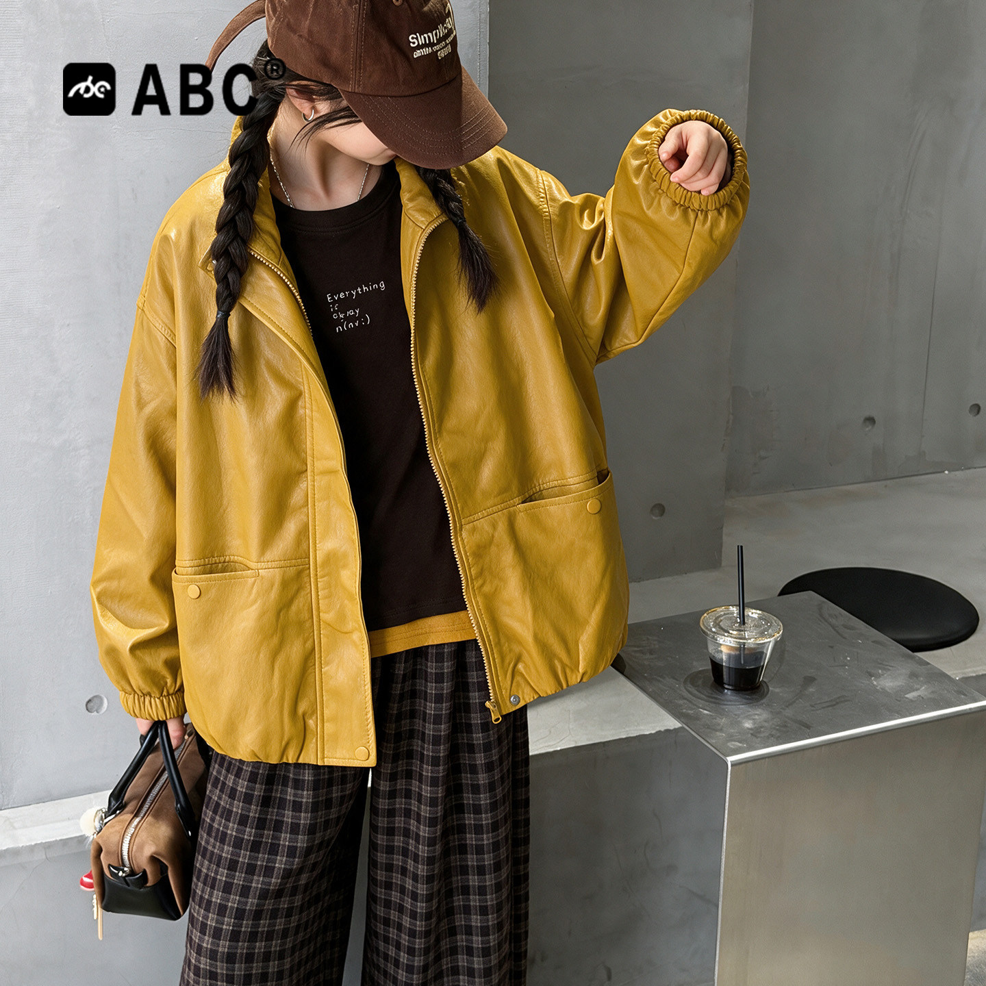ABC女童皮衣外套秋装2026新款儿童韩版皮夹克春秋款中大童衣服潮