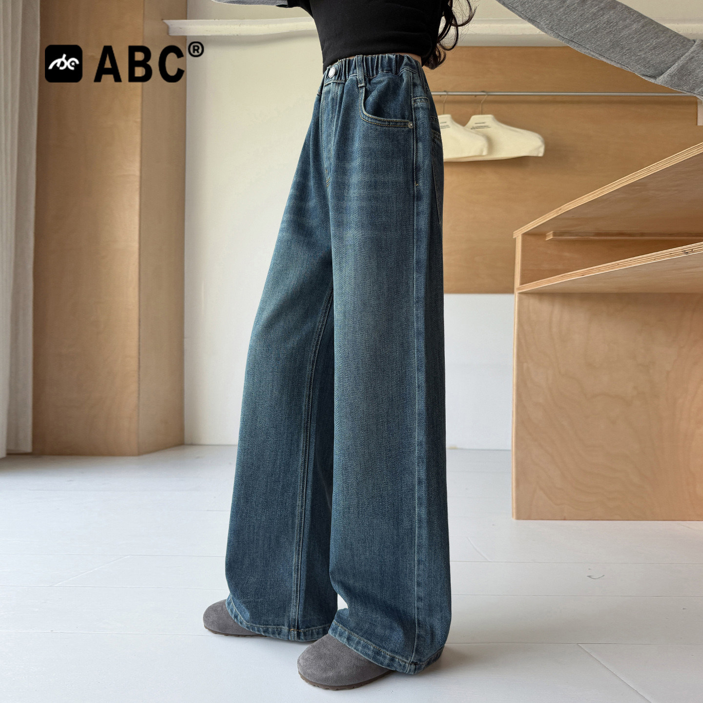 ABC女童春秋新款直筒牛仔裤