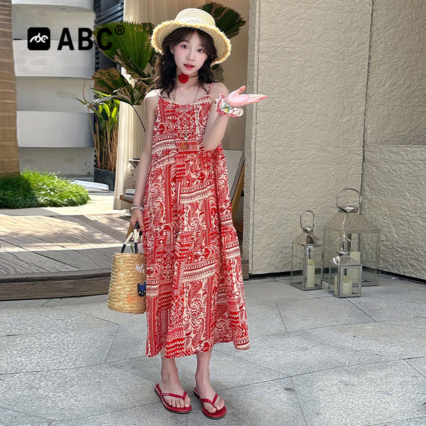 ABC女童夏季波西米亚沙滩长裙