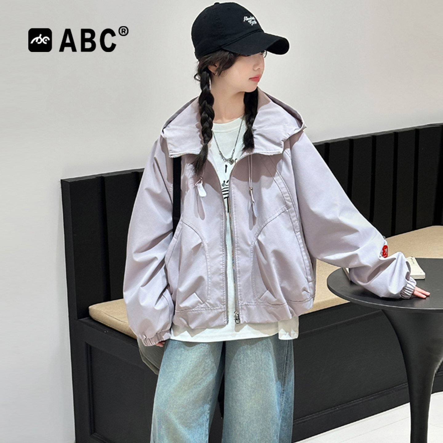 ABC女童连帽外套2026新款春秋