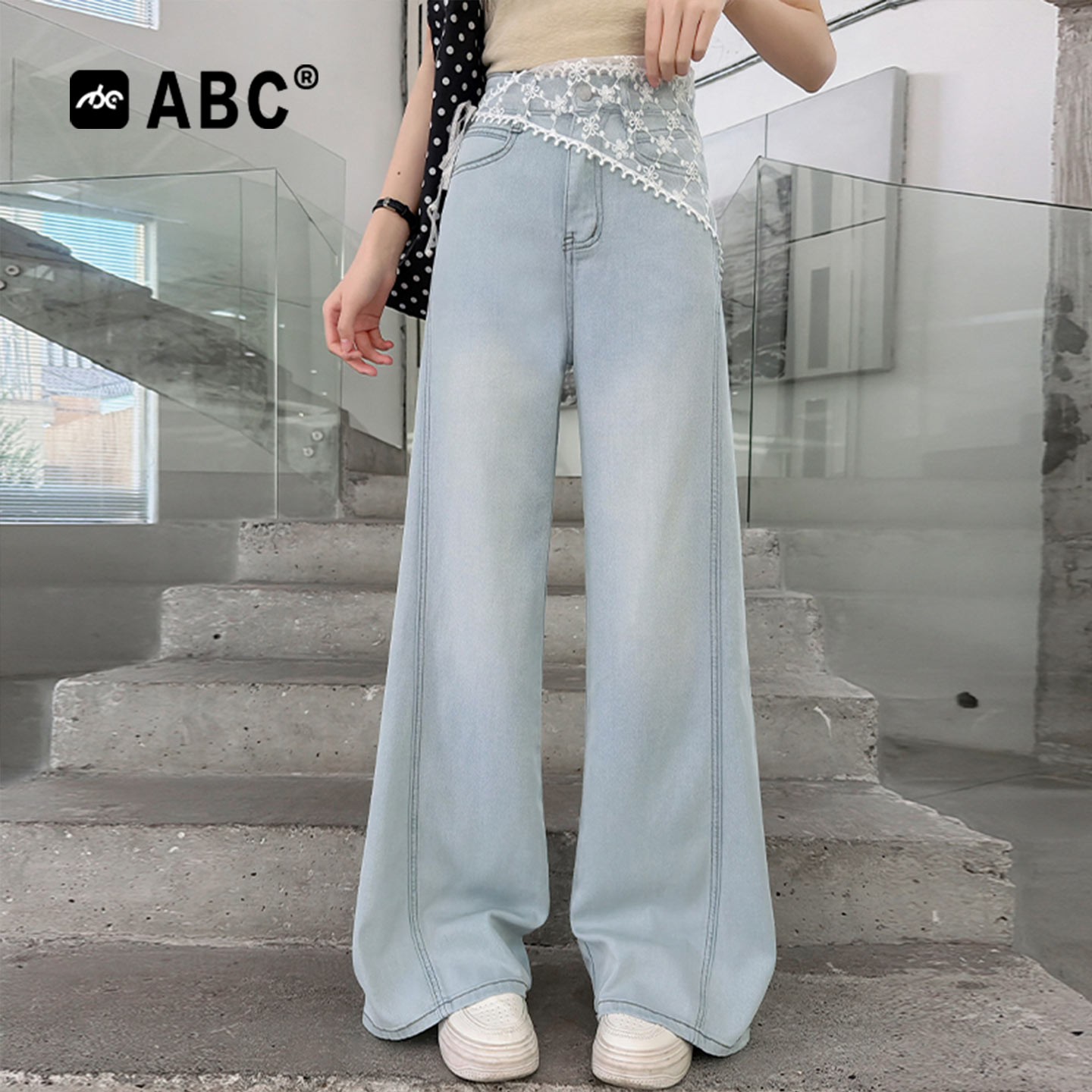 ABC女童夏季薄款防蚊牛仔直筒裤