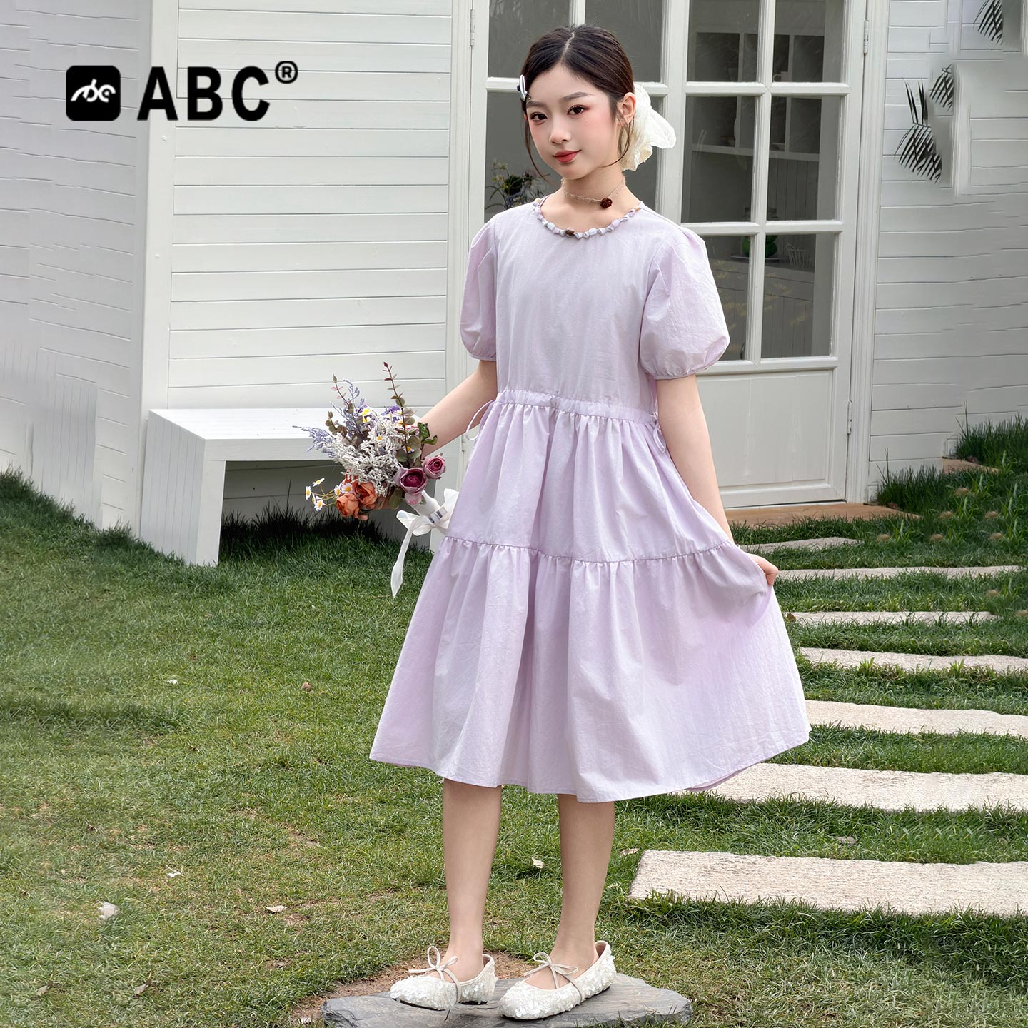 ABC女童夏季甜美花边公主裙