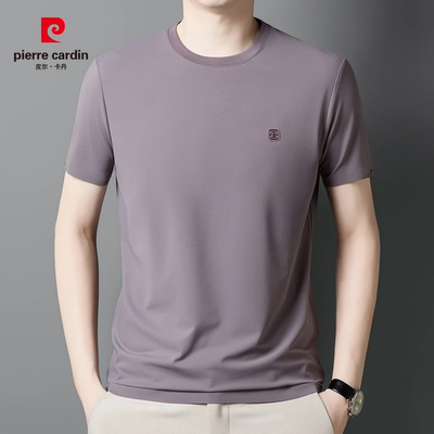 皮尔卡丹夏季桑蚕丝短袖t恤男