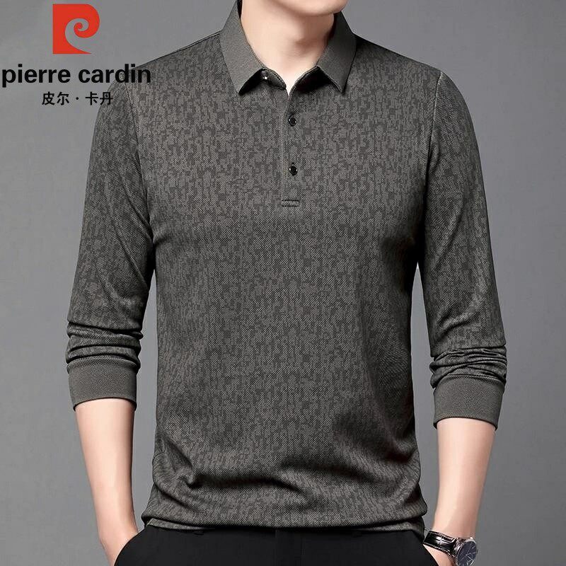 皮尔卡丹长袖t恤男士翻领Polo衫秋冬季新款加绒中老年爸爸装打底