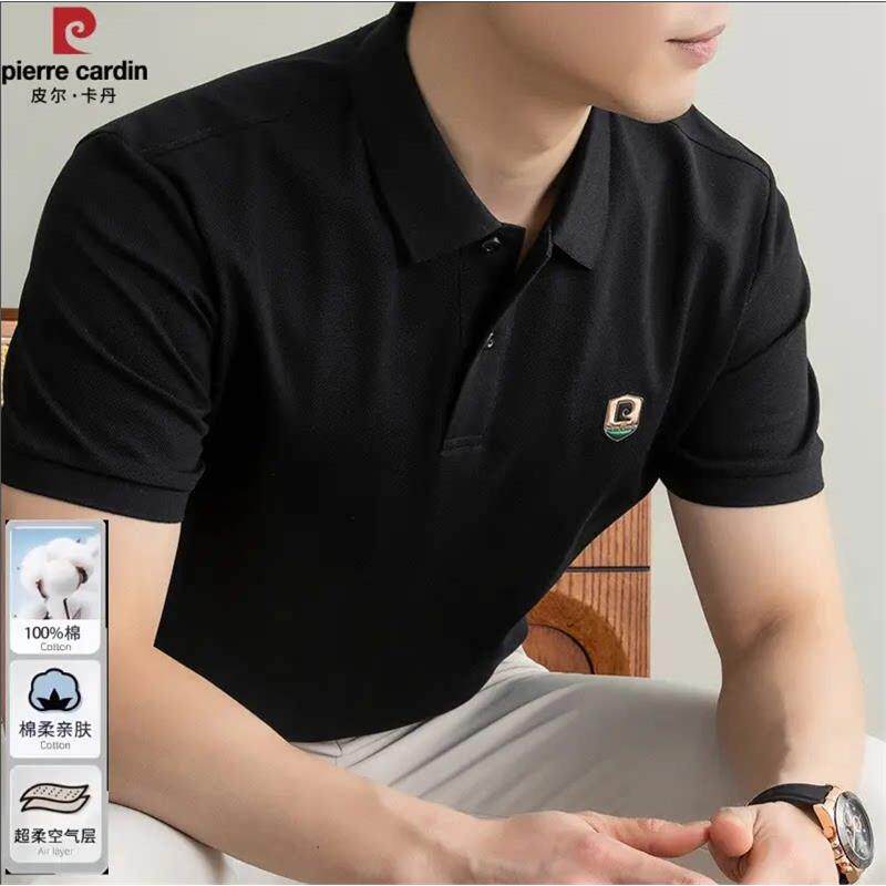 皮尔卡丹夏季100%纯棉短袖t恤男士高档翻领POLO衫商务休闲体恤男