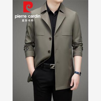 皮尔卡丹中长款风衣外套爸爸装