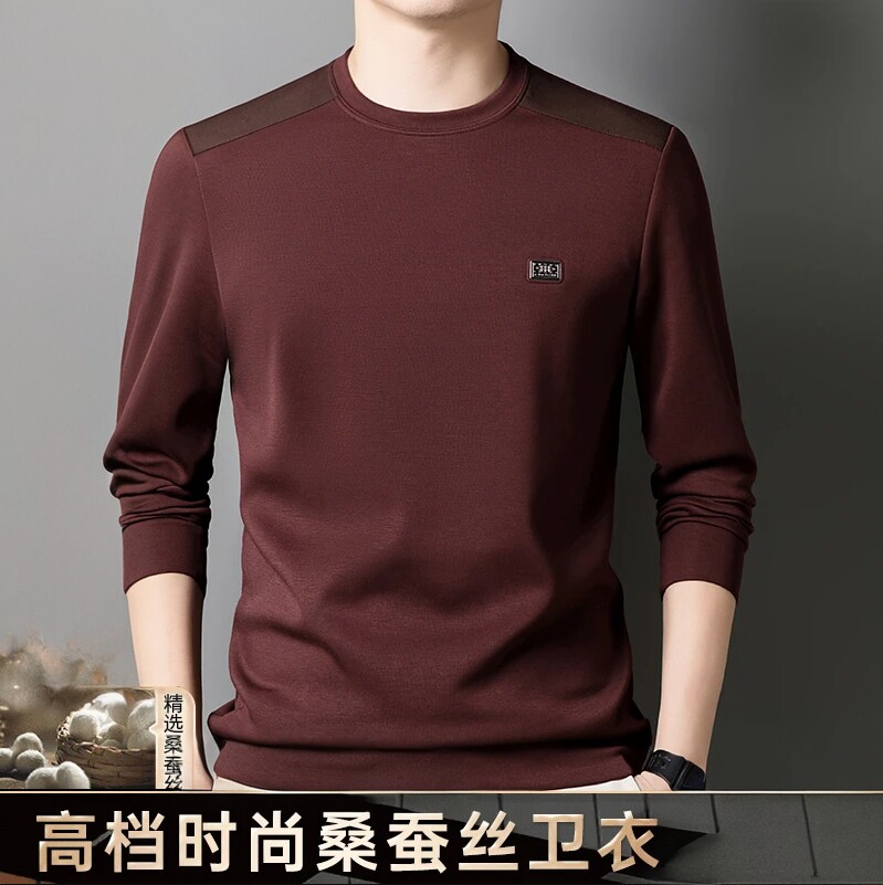 皮尔卡丹桑蚕丝男士秋季新款卫衣