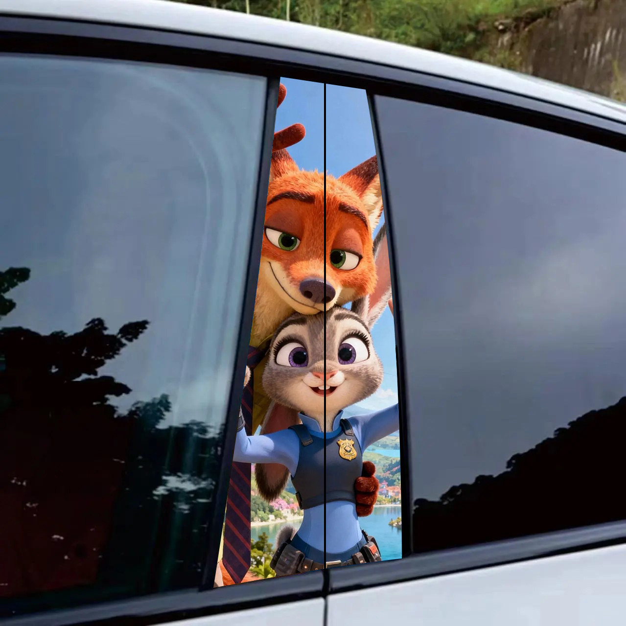 疯狂动物城汽车中柱贴纸车窗个性