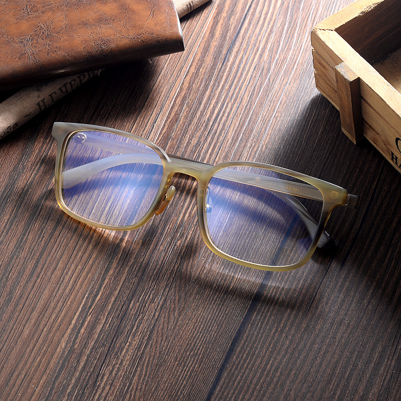 高端牛角眼镜框近视眼镜架手工定制方款男女同款复古款减龄款