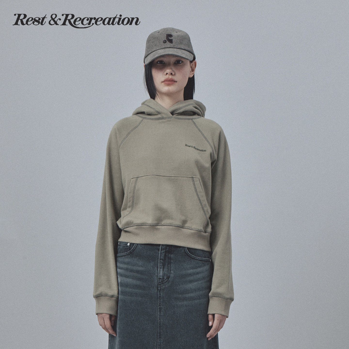 RR宽松插肩袖连帽卫衣男女同款