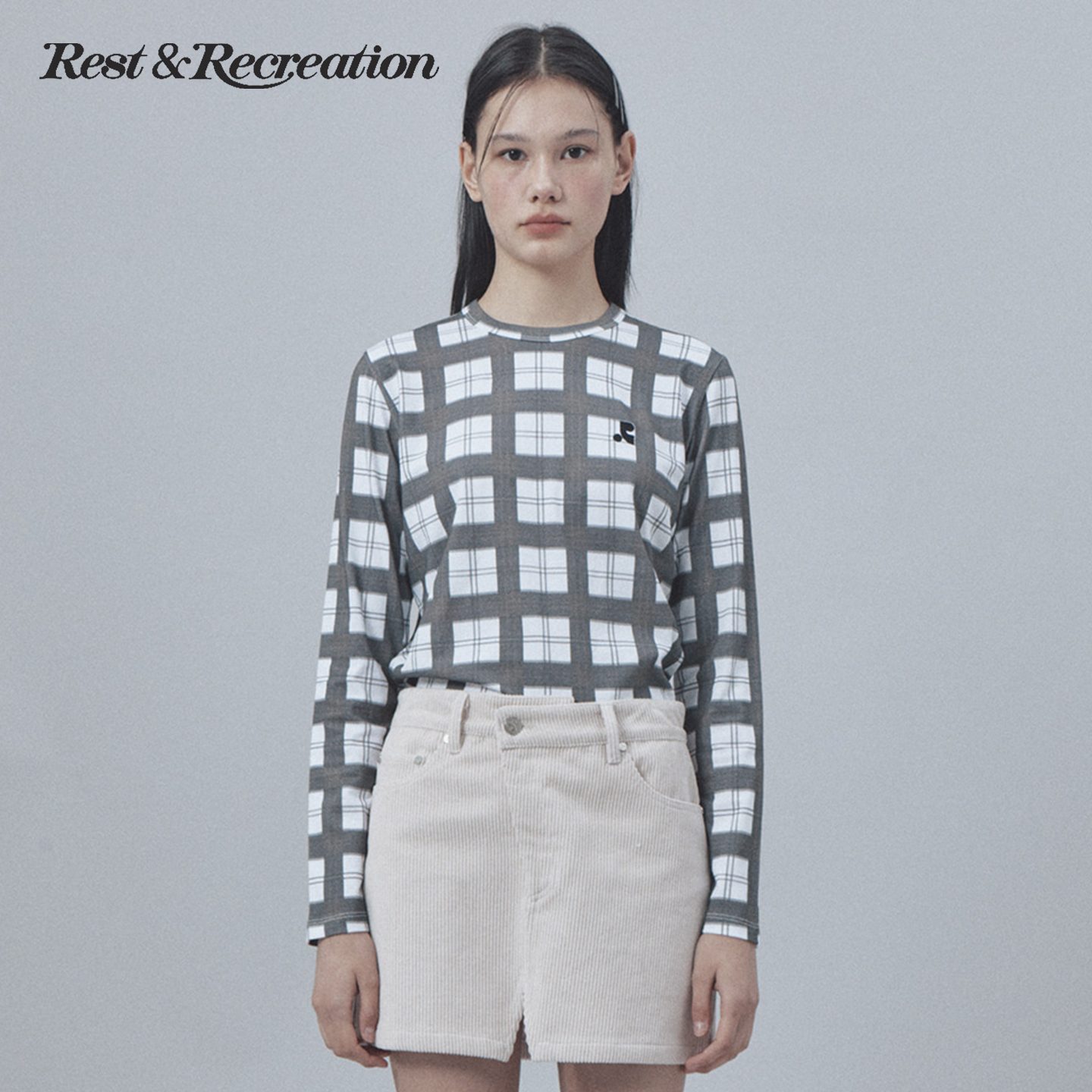 RR格纹刺绣LOGO长袖T恤女款