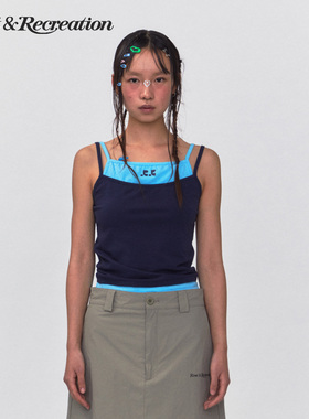 【明星同款】RestandRecreation2025新款RR假两件叠穿吊带背心女