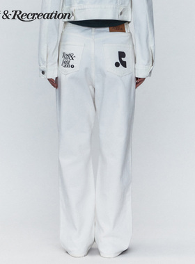 【明星同款】RestandRecreation官方字母复古印花牛仔裤男女同款