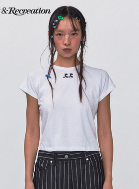 RestandRecreation 经典logo印花短袖T恤2025新款RR白色短款上衣