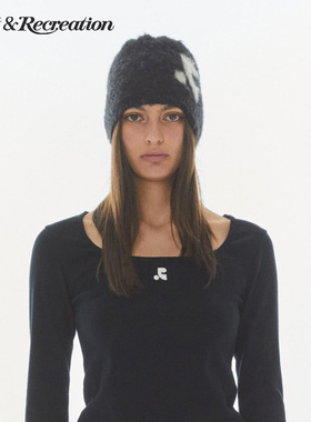 RestandRecreation官方2025秋冬RR撞色提花logo马海毛针织帽冷帽